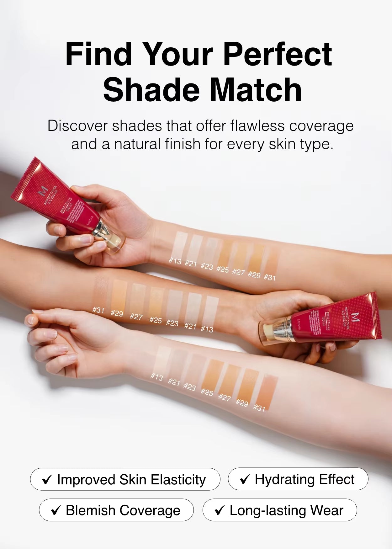 MISSHA M Perfect Cover BB Cream PSF42/PA+++ 20Ml/50Ml Beige - Made in Korea K-Beauty Tinted Moisturizer for Face with SPF